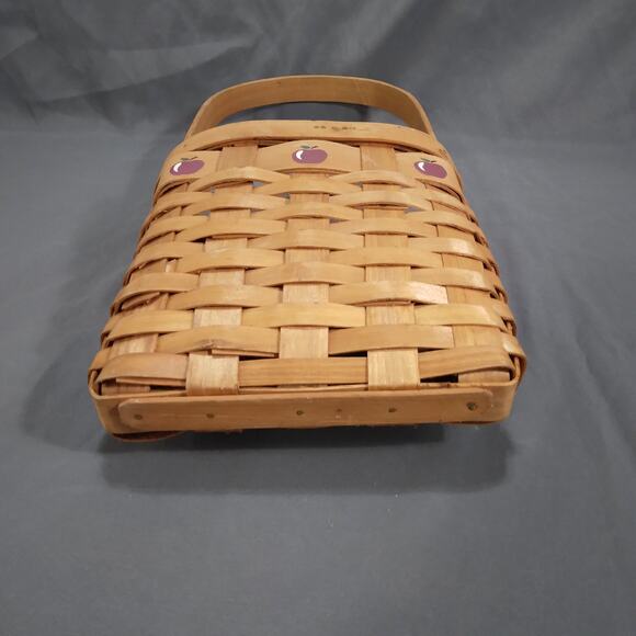 Split Wood Woven Basket wPainted Apples, Longaberger Style Small Hanging Basket - Picture 4 of 10